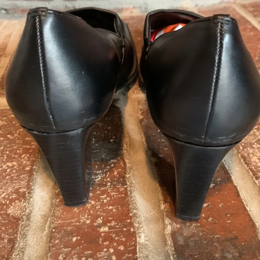 Franco Sarto Black Square Toe Chunky Heels size 10